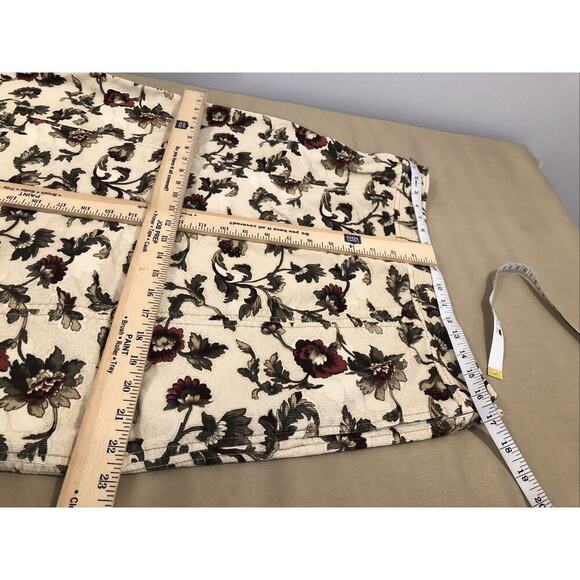 Eddie Bauer Skirt Size 10 Tall Beige Green Corduroy Floral Pencil Pockets Zipper - Picture 6 of 7